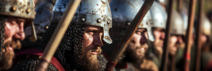 Anglo Saxon soldiers fighting in battle	 - obrazy, fototapety, plakaty