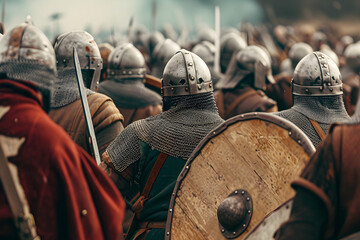 Anglo Saxon soldiers fighting in battle	
