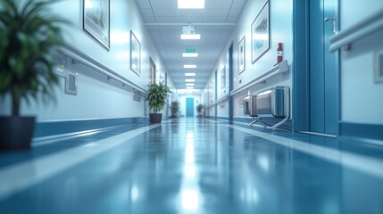 Fototapeta premium A Tranquil and Opulent Hospital Corridor as a Testament to Modern Healthcare