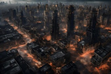 Illustrate the urgency of a chemical incident aftermath, showcasing emergency responders in action amidst the chaos.