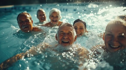 Active lifestyle older adults: healthy journey powerful benefits of fitness for retirees, fostering health, vitality, well-being in golden years. fitness, exercise, wellness vibrant fulfilling life. - obrazy, fototapety, plakaty