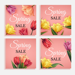 Spring cards in realistic design