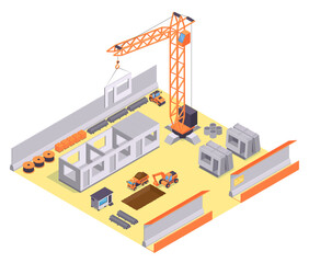 Construction illustration in isometric view