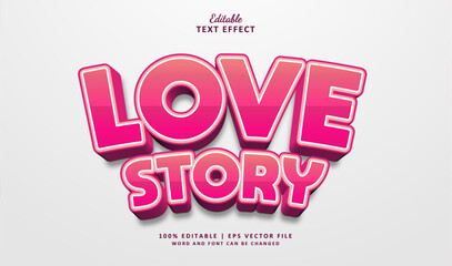 Love Story Text Effect Style. Editable Text Effect Style 3d Love and Romance Pink Beautiful Day