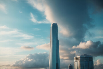 Obraz premium Skyscraper and cloud for background design