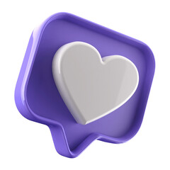 Icon 3d love , 3d like , 3d heart social media , 3D illustration