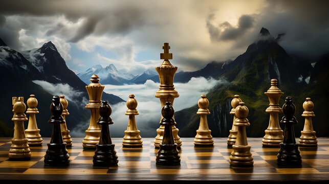 A chess board with chess pieces on it,,
Checkmate A decisive business strategy ends the chess game with a kings defeat Vertical Mobile Wallpaper
