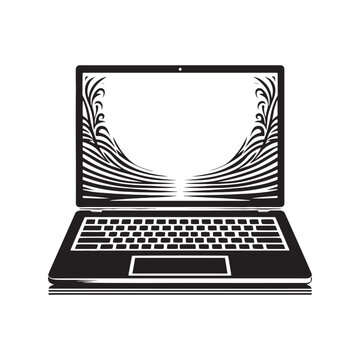Modern Tech: A Collection of Laptop Silhouettes Depicting Contemporary Workspaces - Laptop Illustration - Laptop Vector
