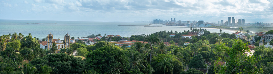 View of the city of Recife from the hills of the old colonial town of Olinda, Pernambuco, Brazil