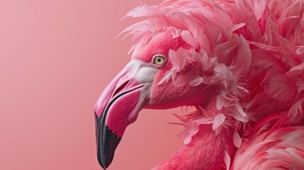 Pink flamingo detailed background pink - obrazy, fototapety, plakaty