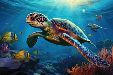 Obraz na płótnie Canvas green sea turtle