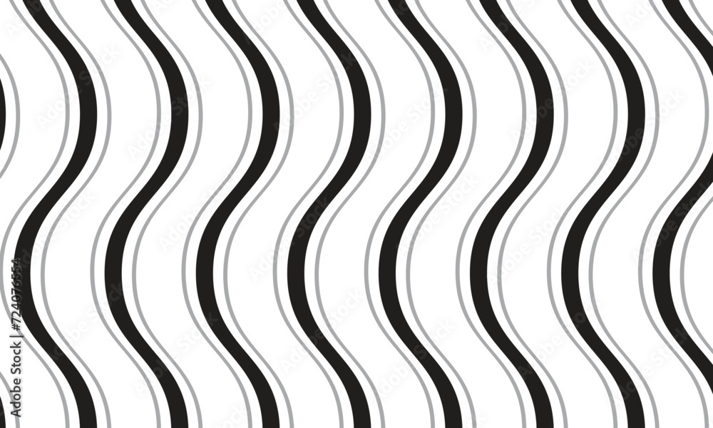 Poster abstract repeatable black grey vertical wave line pattern.