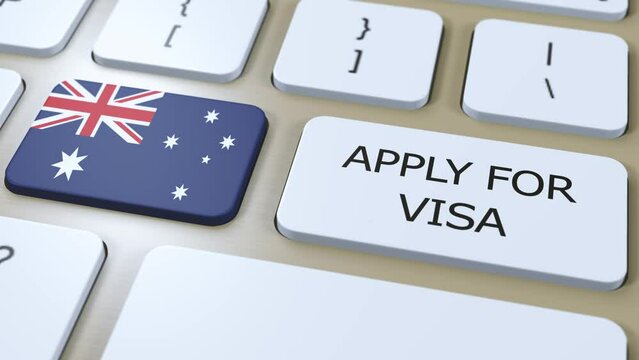 Australia Apply for Visa Concept. Visa of Country or Government with National Flag