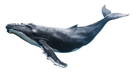 baleine à bosse détourée sur fond transparent - obrazy, fototapety, plakaty