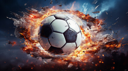Fototapeta premium A football is played at great speed in the stadium