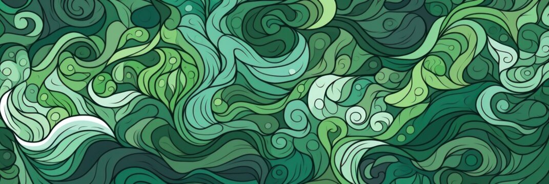 green random hand drawn patterns, tileable, calming colors vector illustration pattern 