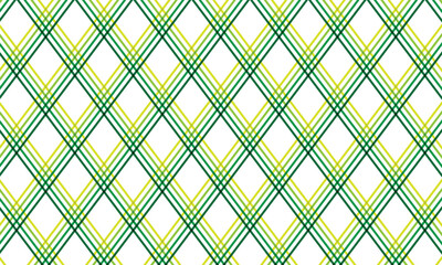 abstract repeatable geometric light to dark green diagonal cross line pattern.