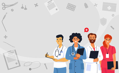 Health workers background in flat design