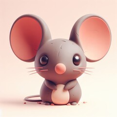 Cute Gray Minnow. 3D minimalist cute illustration on a light background.