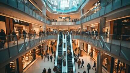 Shopping mall full of people