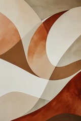 Minimalist art of overlapping organic shapes, gentle curves, and muted earth tones