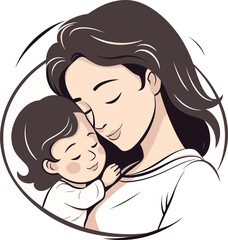 Cherished Motherhood Vector IllustrationAffectionate Moments with Mom Vector Design