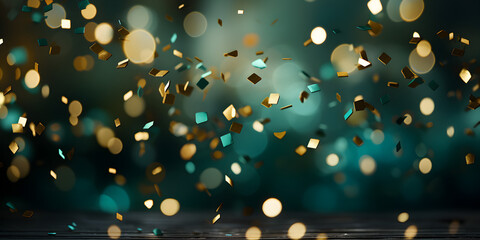 Abstract bokeh shimmering green glitter lights with blurry defocused background