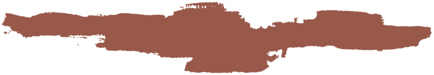 Brown shapeless smudge irregular rough spot isolated on a transparent background. Vector vintage hand drawn design element. Single long blot for overlay