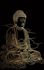 Contorno dourado de Buda 