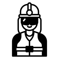 Worker woman glyph and line vector illustration