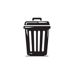 Waste Reduction Symphony: Trash Bin Silhouette Collection Highlighting Efforts Towards Environmental Responsibility - Trash Bin Illustration - Trash Bin Vector - Dust Bin Silhouette
