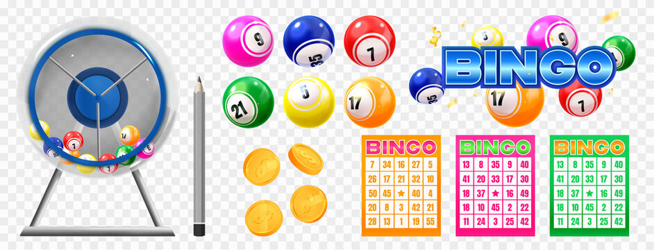Realistic 3d bingo items set