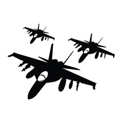 Set of military aircraft silhouettes collection