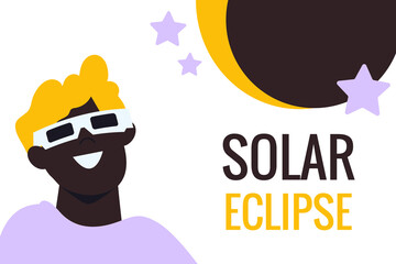 Solar eclipse. Poster template, web banner, or card.vector illustration.