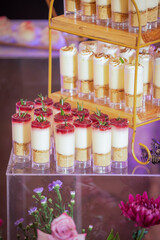 Individual Presentation Of Desserts For The Reception Of The Party