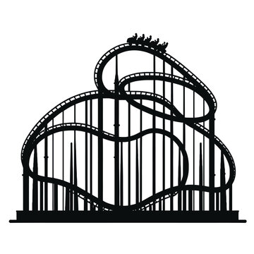 recommend clip art: Roller Coaster Silhouette with Excited Riders