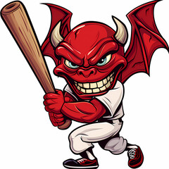 Baseball strong devil mascot