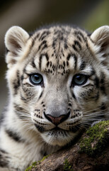 Obraz premium Snow leopard cub close up portrait