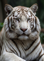 Close up portrait of white tiger