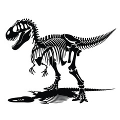 Dinosaur Skeleton Silhouette Vector Illustration
