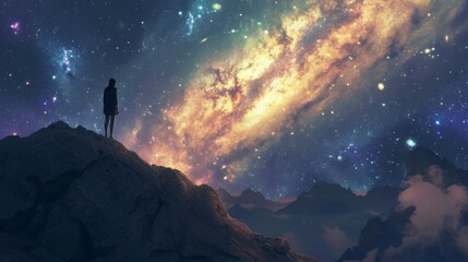 majestic spiral galaxy with many colors in the universe in high resolution