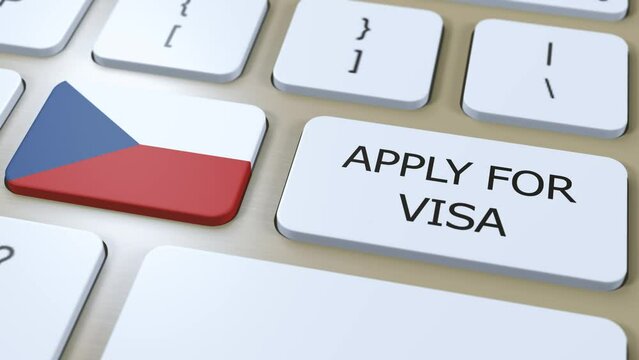 Czechia Czech Republic Apply for Visa Concept. Visa of Country or Government with National Flag