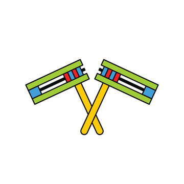 crossed green and yellow noisemakers clip art preview