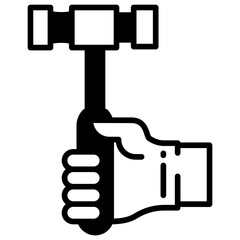 Hammer glyph and line vector illustration