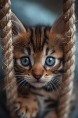 Fototapeta premium photo featuring a cute, sweet baby Bengal kitten