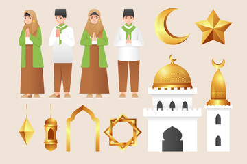 Eid al-fitr elements in realistic style