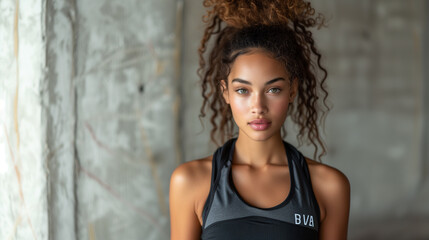 Naklejka premium Chic Fitness Enthusiast: Woman in Workout Attire