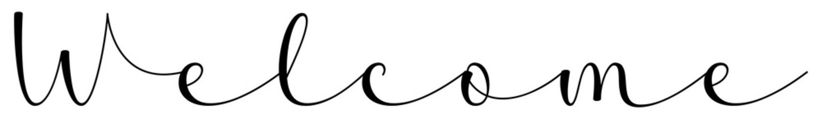 Welcome black calligraphy. Welcome black sign. Welcome handwritten script. Welcome Handwritten Script.