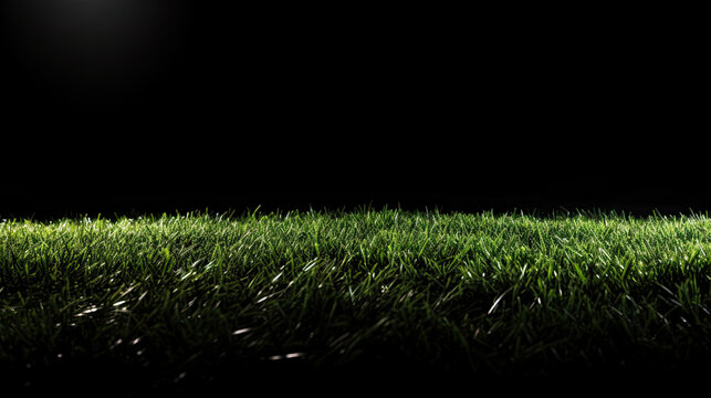 football stadium grass isolated on black background	
