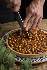 Christmas desserts made of nuts. Close-up 